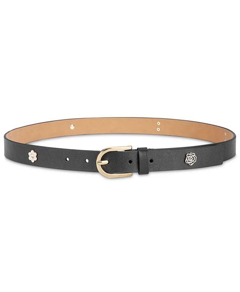 michael kors flower leather belt chain